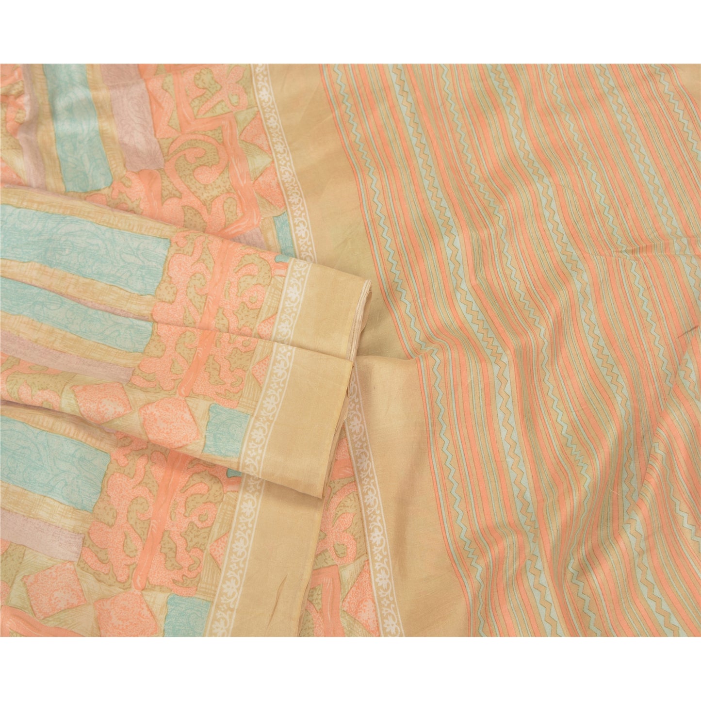 Sanskriti Vintage Sarees Indian Multi Printed Pure Silk Sari Floral Craft Sustainable Fabric