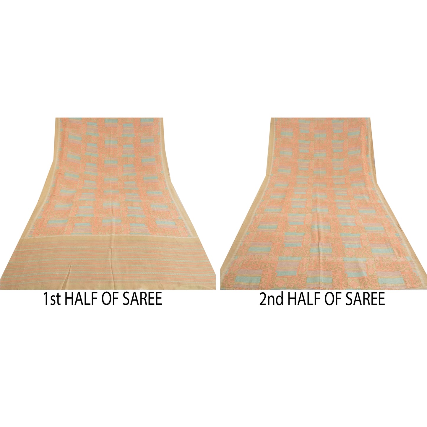 Sanskriti Vintage Sarees Indian Multi Printed Pure Silk Sari Floral Craft Sustainable Fabric