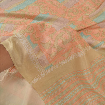 Sanskriti Vintage Sarees Indian Multi Printed Pure Silk Sari Floral Craft Sustainable Fabric