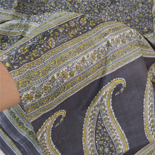 Load image into Gallery viewer, Sanskriti Vintage Sarees Indian Blue Printed Pure Silk Sari Floral Craft Fabric
