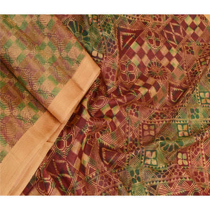 Sanskriti Vintage Sarees Indian Multi 100% Pure Silk Printed Sari Craft Sustainable Fabric