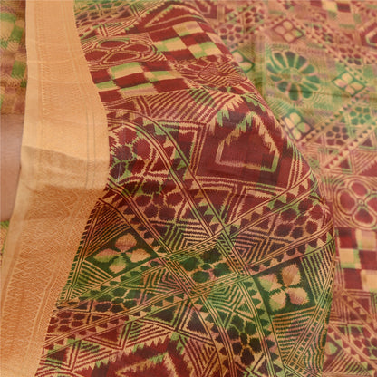 Sanskriti Vintage Sarees Indian Multi 100% Pure Silk Printed Sari Craft Sustainable Fabric