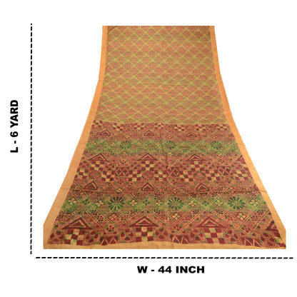 Sanskriti Vintage Sarees Indian Multi 100% Pure Silk Printed Sari Craft Sustainable Fabric