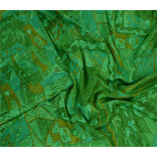 Load image into Gallery viewer, Sanskriti Vintage Sarees Indian Green Art Silk Printed Sari Floral Craft Fabric
