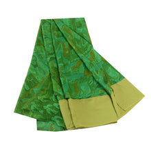 Load image into Gallery viewer, Sanskriti Vintage Sarees Indian Green Art Silk Printed Sari Floral Craft Fabric
