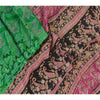 Sanskriti Vintage Sarees Indian Green Pure Silk Printed Sari Floral Craft Sustainable Fabric