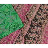 Sanskriti Vintage Sarees Indian Green Pure Silk Printed Sari Floral Craft Sustainable Fabric