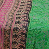 Sanskriti Vintage Sarees Indian Green Pure Silk Printed Sari Floral Craft Sustainable Fabric