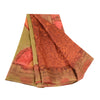 Sanskriti Vintage Sarees From India Brown Pure Silk Printed Sari Craft Sustainable Fabric
