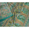 Sanskriti Vintage Sarees Indian Green 100% Pure Silk Printed Sari Craft Sustainable Fabric