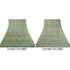 Sanskriti Vintage Sarees Indian Green 100% Pure Silk Printed Sari Craft Sustainable Fabric