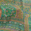 Sanskriti Vintage Sarees Indian Green 100% Pure Silk Printed Sari Craft Sustainable Fabric