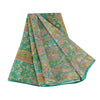 Sanskriti Vintage Sarees Indian Green 100% Pure Silk Printed Sari Craft Sustainable Fabric