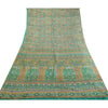Sanskriti Vintage Sarees Indian Green 100% Pure Silk Printed Sari Craft Sustainable Fabric