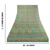 Sanskriti Vintage Sarees Indian Green 100% Pure Silk Printed Sari Craft Sustainable Fabric