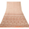 Sanskriti Vintage Sarees Ivory 100% Pure Silk Printed Sari Floral Craft Sustainable Fabric