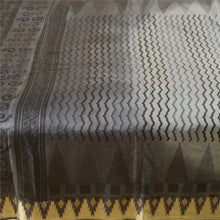 Load image into Gallery viewer, Sanskriti Vintage Sarees Gray Pure Silk Printed Zari Border Sari Craft Fabric

