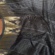 Load image into Gallery viewer, Sanskriti Vintage Sarees Gray Pure Silk Printed Zari Border Sari Craft Fabric
