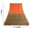 Sanskriti Vintage Sarees Orange Printed Pure Silk Zari Border Sari Craft Sustainable Fabric