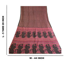 Load image into Gallery viewer, Sanskriti Vintage Sarees Black Quilting FeltingCraft Fabric Pure Silk Print Sari
