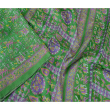 Load image into Gallery viewer, Sanskriti Vintage Sarees Green Warli Art Pure Silk Printed Sari 5yd Craft Fabric
