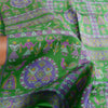 Sanskriti Vintage Sarees Green Warli Art Pure Silk Printed Sari 5yd Craft Sustainable Fabric