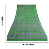 Sanskriti Vintage Sarees Green Warli Art Pure Silk Printed Sari 5yd Craft Sustainable Fabric