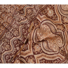 Load image into Gallery viewer, Sanskriti Vintage Sarees Brown Printed Pure Silk Sari Floral 5yd Craft Fabric
