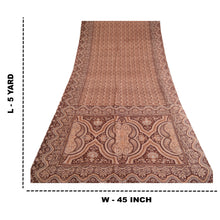 Load image into Gallery viewer, Sanskriti Vintage Sarees Brown Printed Pure Silk Sari Floral 5yd Craft Fabric
