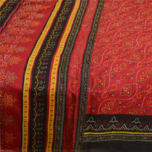 Load image into Gallery viewer, Sanskriti Vintage Sarees Red Bandhani Printed Pure Silk Sari Floral Craft Fabric
