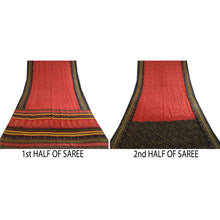 Load image into Gallery viewer, Sanskriti Vintage Sarees Red Bandhani Printed Pure Silk Sari Floral Craft Fabric
