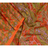Sanskriti Vintage Sarees Red Pure Silk Printed Sari Floral Soft 5yd Craft Sustainable Fabric