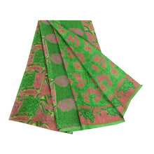 Load image into Gallery viewer, Sanskriti Vintage Sarees From India Green Pure Silk Printed Sari Craft Fabric
