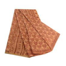 Load image into Gallery viewer, Sanskriti Vintage Sarees Salted Caramel Pure Silk Printed Sari Soft Craft Fabric
