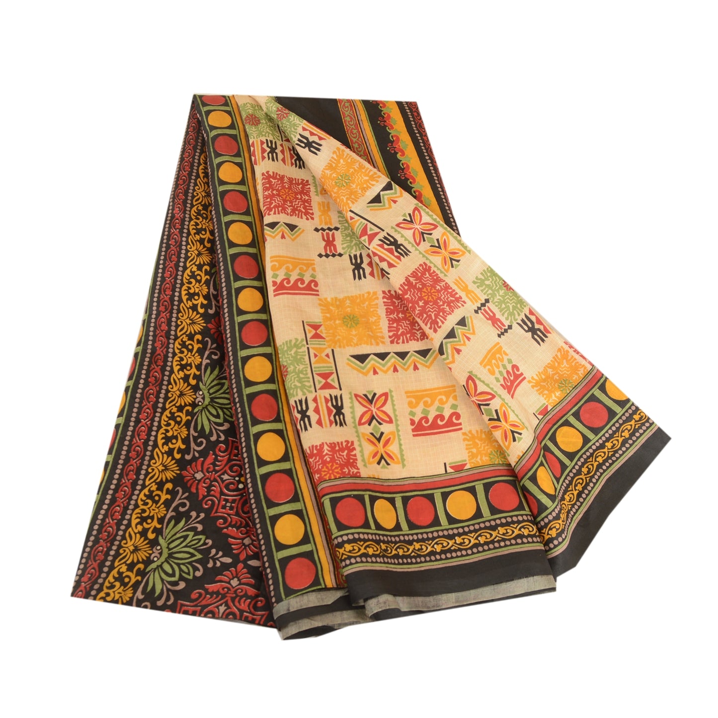 Sanskriti Vintage Sarees Multi Indian 100% Pure Silk Printed Sari Craft Sustainable Fabric