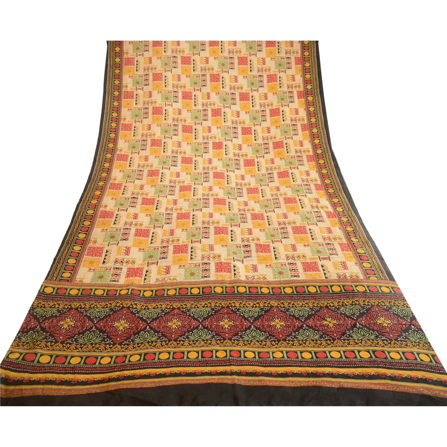 Sanskriti Vintage Sarees Multi Indian 100% Pure Silk Printed Sari Craft Sustainable Fabric