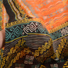 Sanskriti Vintage Sarees Orange Indian 100% Pure Silk Printed Sari Craft Sustainable Fabric
