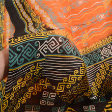 Load image into Gallery viewer, Sanskriti Vintage Sarees Orange Indian 100% Pure Silk Printed Sari Craft Fabric
