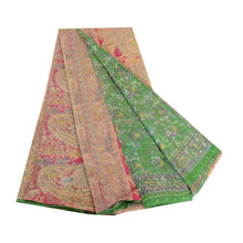 Load image into Gallery viewer, Sanskriti Vintage Sarees Green Blend Silk Printed Sari Floal Soft Craft Fabric
