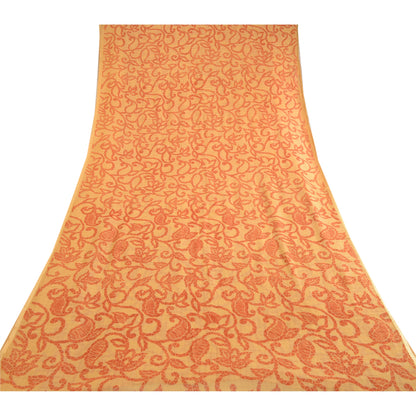 Sanskriti Vintage Sarees Beige Kota Doria Pure Silk Printed Sari Craft Sustainable Fabric