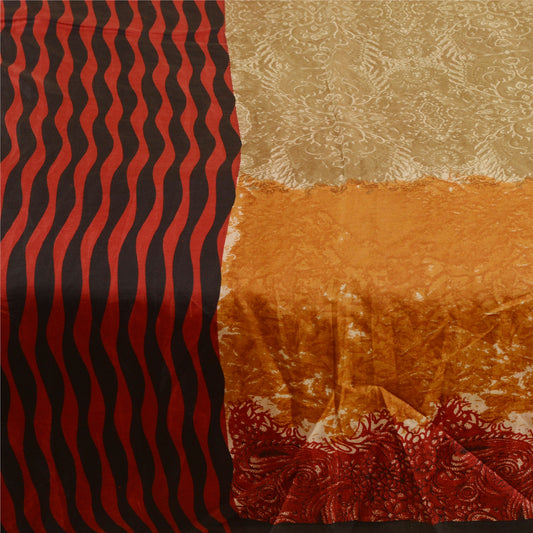 Sanskriti Vintage Sarees Multi Indian Pure Silk Printed Sari Soft Craft Sustainable Fabric