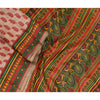 Sanskriti Vintage Sarees Pale Cream Indian Pure Silk Printed Sari Craft Sustainable Fabric