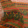 Sanskriti Vintage Sarees Pale Cream Indian Pure Silk Printed Sari Craft Sustainable Fabric