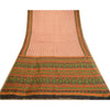 Sanskriti Vintage Sarees Pale Cream Indian Pure Silk Printed Sari Craft Sustainable Fabric