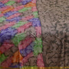 Sanskriti Vintage Sarees Gray Pure Silk Zari Border Printed Sari Craft Sustainable Fabric