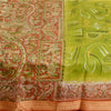 Sanskriti Vintage Sarees Women Peacock Printed Green Pure Silk Sari Craft Sustainable Fabric