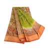 Sanskriti Vintage Sarees Women Peacock Printed Green Pure Silk Sari Craft Sustainable Fabric