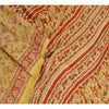Sanskriti Vintage Sarees From India Beige Printed Pure Silk Sari Craft Sustainable Fabric