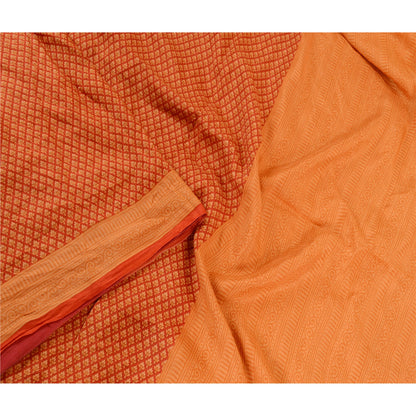 Sanskriti Vintage Sarees Indian Red Printed Pure Silk Sari Soft 5yd Craft Sustainable Fabric