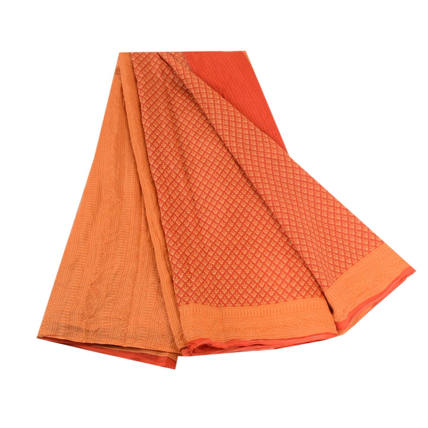 Sanskriti Vintage Sarees Indian Red Printed Pure Silk Sari Soft 5yd Craft Sustainable Fabric